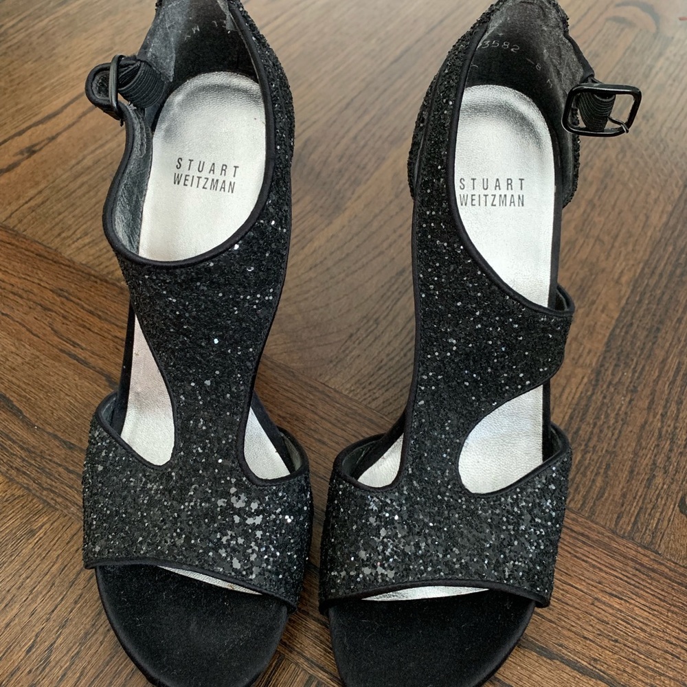 Black sparkle heels